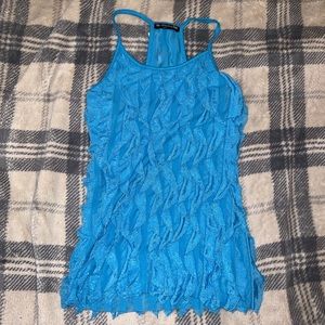 Turquoise feathered tank